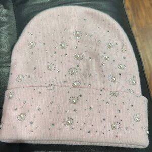 Pink Beaded Kids Beanie